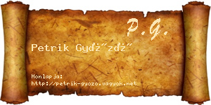Petrik Győző névjegykártya